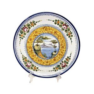 Vintage F.G. Deruta Signed Wall Plate Pictorial Hand Painted 12" Diameter Italy